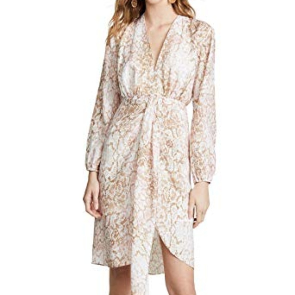 WAYF Arista Drape Front Snake Print Dress- Size SM